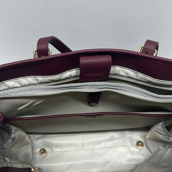 Glass Ladder Co Michelle Tote Bag Purse Leather Limited Edition Merlot Red - Picture 9 of 12